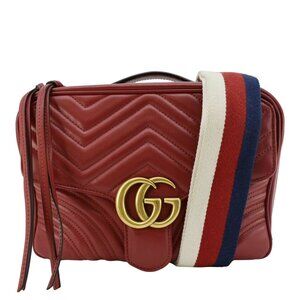 Gucci  Marmont Small Matelasse Leather Shoulder Bag Red 498100